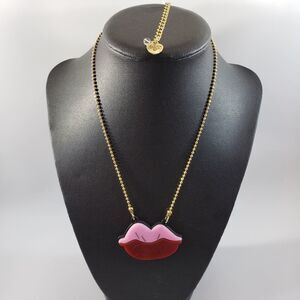 Betsey Johnson kiss lips necklace